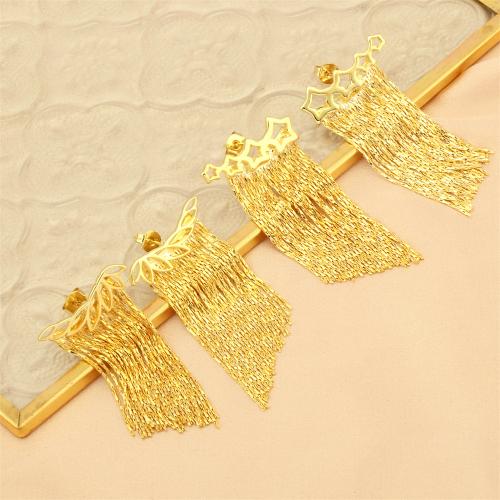 Fashion Fringe Earrings, Brass, Tassel, gold color plated, fashion jewelry & different styles for choice & for woman, more colors for choice, nickel, lead & cadmium free, 24x46mm, Sold By Pair