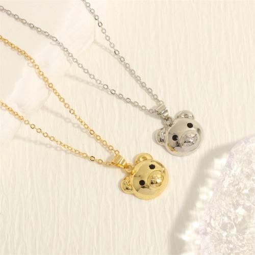 Brass Necklace, with 5cm extender chain, Bear, plated, fashion jewelry & for woman, more colors for choice, nickel, lead & cadmium free, 16x16mm, Length:Approx 40 cm, Sold By PC