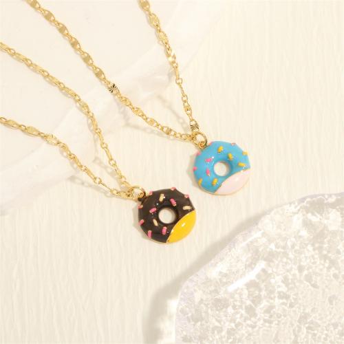 Brass Necklace, Donut, gold color plated, fashion jewelry & for woman & enamel, more colors for choice, nickel, lead & cadmium free, 16x18mm, Length:Approx 45 cm, Sold By PC