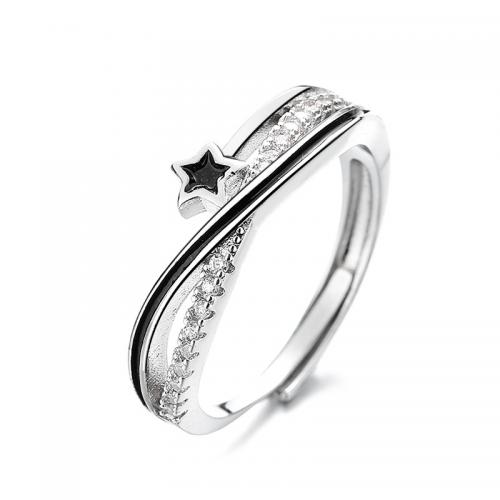 Cubic Zirconia Micro Pave Brass Ring, Star, fashion jewelry & different styles for choice & micro pave cubic zirconia & for woman, nickel, lead & cadmium free, US Ring Size:7, Sold By PC