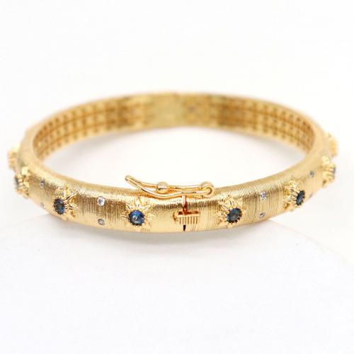 Brass Bracelet & Bangle 18K gold plated fashion jewelry & micro pave cubic zirconia & for woman nickel lead & cadmium free Inner Approx 57mm Sold By PC