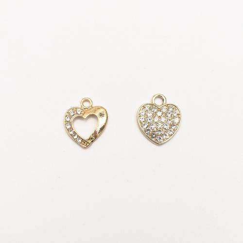 Tibetan Style Rhinestone Pendants, Heart, plated, DIY & different styles for choice & with rhinestone, nickel, lead & cadmium free, 15x17mm, 10PCs/Bag, Sold By Bag