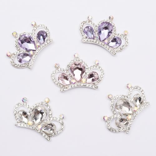 Hair Accessories DIY Findings, Tibetan Style, Crown, with rhinestone, more colors for choice, nickel, lead & cadmium free, 26x36mm, 10PCs/Bag, Sold By Bag