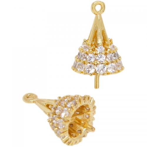 Brass Peg Bail gold color plated DIY & micro pave cubic zirconia golden nickel lead & cadmium free Sold By PC