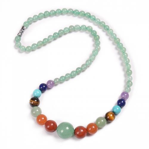 Natural Gemstone Necklace, Natural Stone, Round, fashion jewelry & for woman, more colors for choice, Length:Approx 20 Inch, Sold By PC