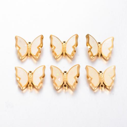 Edelstahl Tieranhänger, 304 Edelstahl, Schmetterling, goldfarben plattiert, DIY & verschiedene Stile für Wahl & Emaille, keine, 30PCs/Tasche, verkauft von Tasche