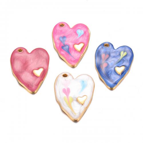 Stainless Steel Heart Pendants 304 Stainless Steel gold color plated DIY & enamel Sold By Bag