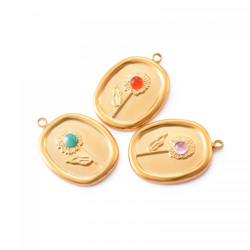 Stainless Steel Pendants 304 Stainless Steel with Resin gold color plated DIY Sold By Bag