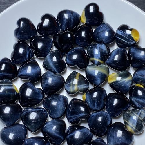 Natural Tiger Eye Beads Heart DIY blue 16.20mm Sold By PC