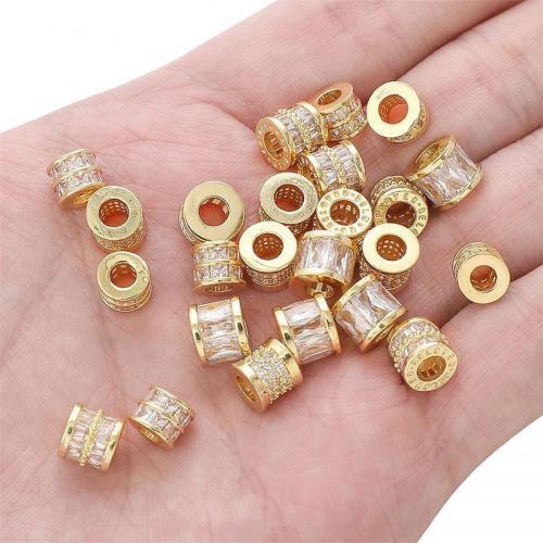 Brass Spacer Beads Column plated DIY & with rhinestone golden nickel lead & cadmium free Sold By PC