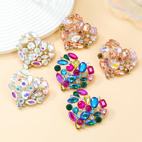 Tibetan Style Stud Earring, Heart, fashion jewelry & for woman & with rhinestone, more colors for choice, nickel, lead & cadmium free, 49x51mm, Sold By Pair