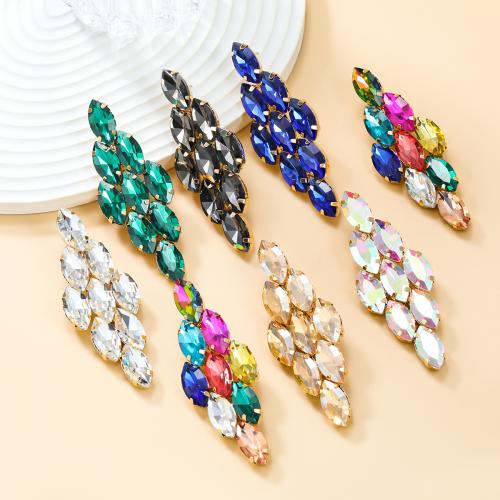 Tibetan Style Stud Earring, fashion jewelry & for woman & with rhinestone, more colors for choice, nickel, lead & cadmium free, 75x28mm, Sold By Pair