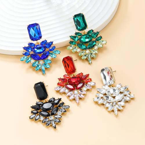 Tibetan Style Stud Earring, fashion jewelry & for woman & with rhinestone, more colors for choice, nickel, lead & cadmium free, 54x42mm, Sold By Pair