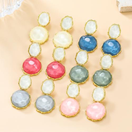 Zinc Alloy Stud Earring with Resin Round fashion jewelry & for woman nickel lead & cadmium free Sold By Pair