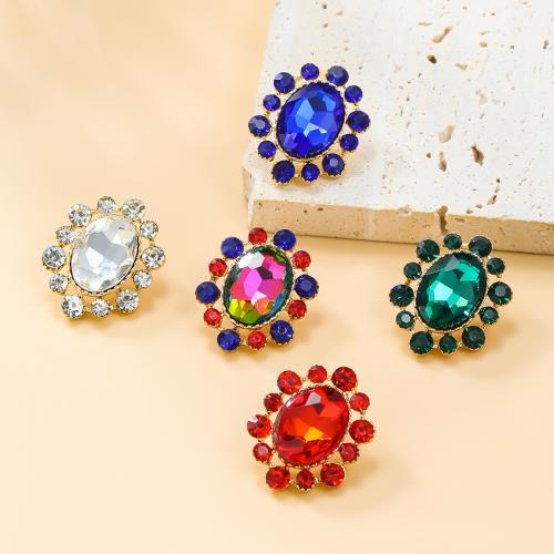 Zinc Alloy Stud Earring Flower fashion jewelry & for woman & with rhinestone nickel lead & cadmium free Sold By Pair