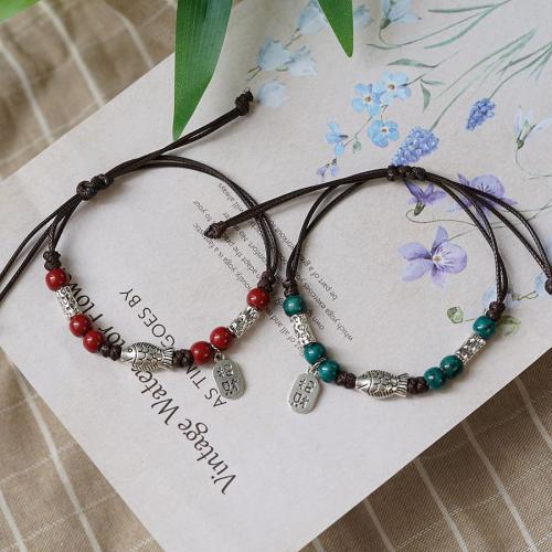 Porcelain Bracelet, with Wax Cord & Tibetan Style, handmade, for woman, more colors for choice, Length:Approx 15-20 cm, Sold By PC