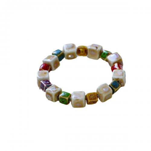Bracelet en porcelaine, avec fil élastique, fait à la main, pour femme, multicolore, Longueur Environ 15 cm, Vendu par PC