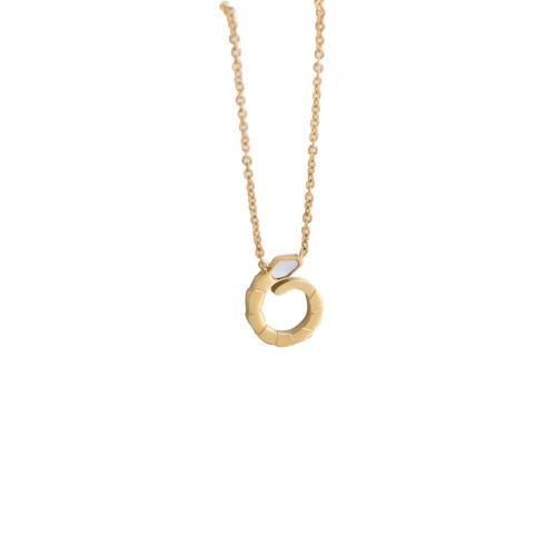 Titanová ocel náhrdelník, Titanium ocel, s White Shell, s 6CM extender řetězce, pro ženy, zlatý, Délka Cca 45 cm, Prodáno By PC