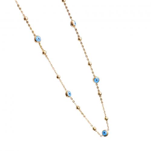 Evil Eye Schmuck Halskette, Titanstahl, mit Harz, mit Verlängerungskettchen von 5CM, für Frau, goldfarben, Länge:ca. 39 cm, verkauft von PC