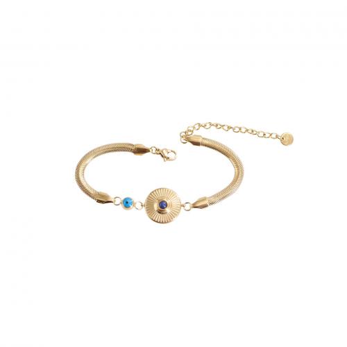 Bracelet d'acier titane, avec Pierre naturelle & résine, avec 5CM chaînes de rallonge, pour femme, doré, Longueur:Environ 16 cm, Vendu par PC
