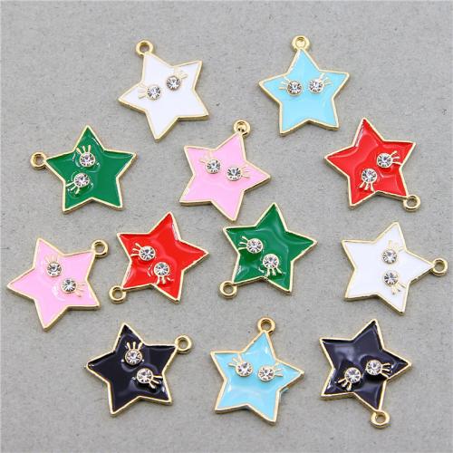 Zinc Alloy Enamel Pendants Star gold color plated fashion jewelry & DIY & with rhinestone nickel lead & cadmium free Approx Sold By Bag