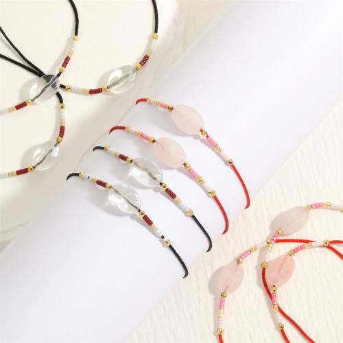 Bracelets de pierres précieuses, pierre gemme, avec Cordon de noeud & Seedbead, Réglable & bijoux de mode & pour femme, plus de couleurs à choisir, 8x12mm, Longueur:Environ 16-22 cm, Vendu par PC