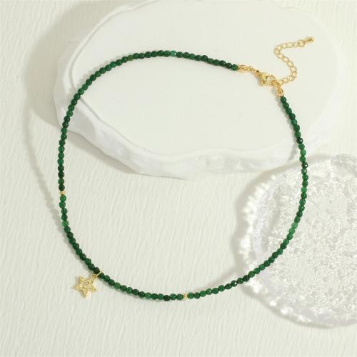 Emerald Necklace, with Brass, with 5cm extender chain, gold color plated, Different Shape for Choice & fashion jewelry & micro pave cubic zirconia & for woman, more colors for choice, nickel, lead & cadmium free, Length:Approx 40 cm, Sold By PC