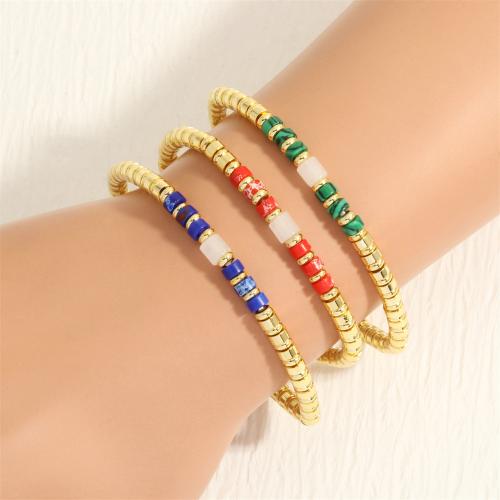 Gemstone Bracelets with Brass gold color plated fashion jewelry & for woman 5mm Length Approx 16-17 cm Sold By PC