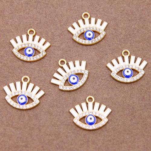 Evil Eye Pendants Zinc Alloy gold color plated fashion jewelry & DIY & enamel & with rhinestone & hollow nickel lead & cadmium free Approx Sold By Bag