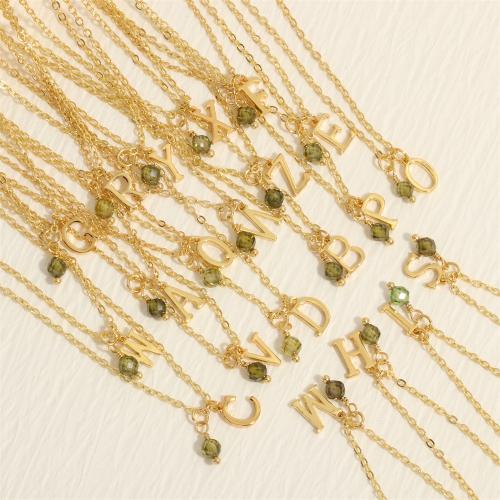 Messing Halskette, mit Verlängerungskettchen von 5cm, Alphabet-Buchstabe, goldfarben plattiert, Modeschmuck & für Frau, keine, Länge:ca. 40 cm, verkauft von PC