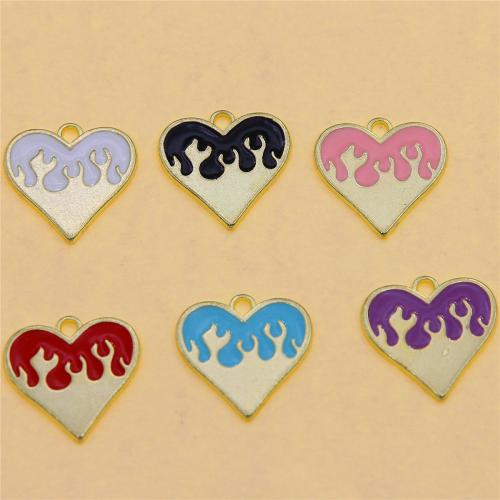 Zinc Alloy Enamel Pendants Heart gold color plated fashion jewelry & DIY mixed colors nickel lead & cadmium free Approx Sold By Bag