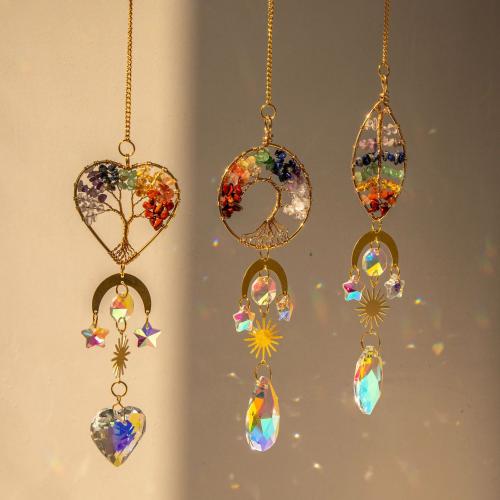 Hanging Ornaments Crystal with Gemstone & Brass gold color plated for home and office & fashion jewelry & hollow Sold By PC