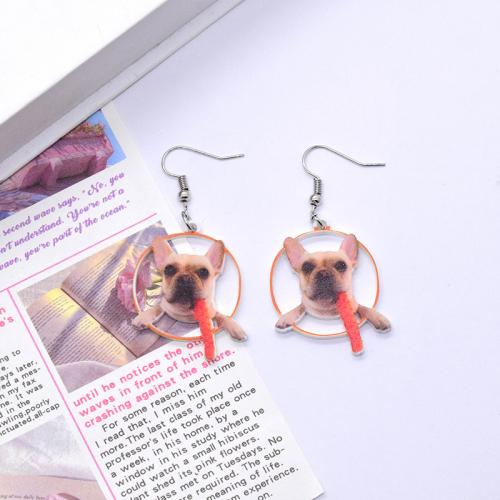 Acrylic Jewelry Earring, Dog, fashion jewelry & for woman & hollow, nickel, lead & cadmium free, Sold By Pair