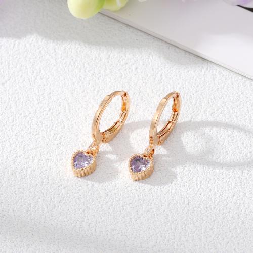 Zinc Alloy Drop Earrings Heart gold color plated fashion jewelry & for woman & with rhinestone nickel lead & cadmium free Sold By Pair