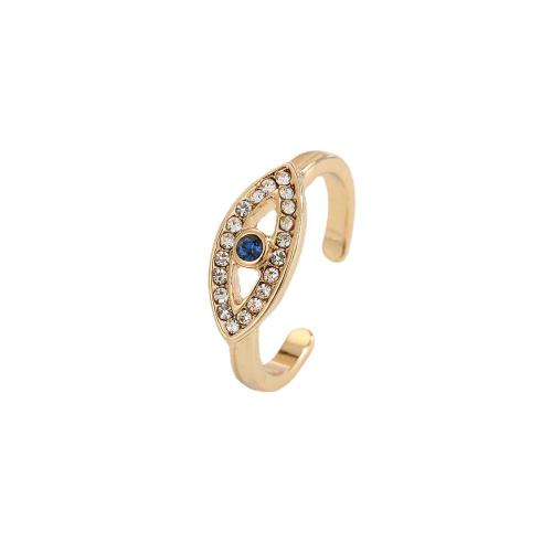 Evil Eye Jewelry Ring Finger, liga de zinco, Olho de cavalo, joias de moda & para mulher & com strass, níquel, chumbo e cádmio livre, vendido por PC
