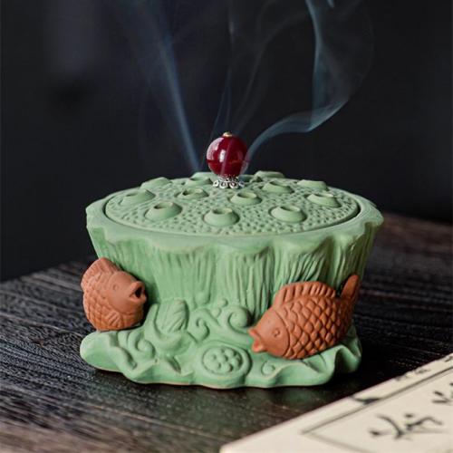 Traditional Ceramic Inserted Burner Incense Seat Purple Clay handmade for home and office & durable Sold By PC