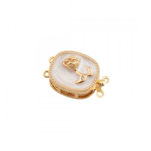 Brass Box Clasp with White Shell 14K gold plated DIY & micro pave cubic zirconia nickel lead & cadmium free Sold By PC