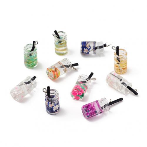 Gemstone Vedhæng Smykker, Glas, med Resin & Plastic & Jern, du kan DIY, blandede farver, Solgt af Box