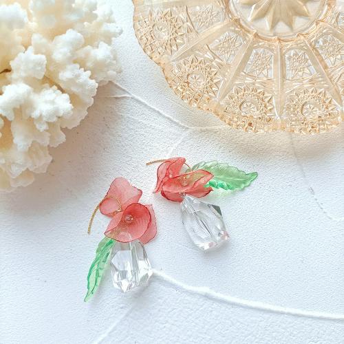 Acrylic Jewelry Earring, with Cloth, fashion jewelry & for woman, 60mm, Sold By Pair