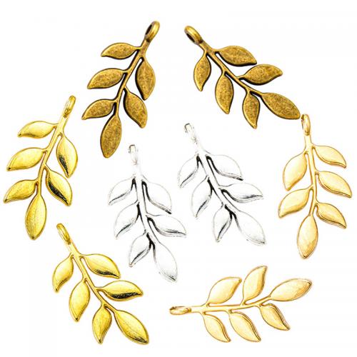 Tibetan Style Leaf Pendants, plated, DIY, more colors for choice, nickel, lead & cadmium free, 24x11mm, Sold By PC