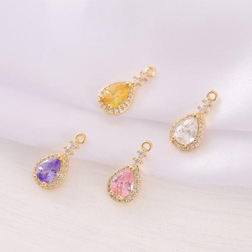 Cubic Zirconia Micro Pave Brass Pendant Teardrop plated DIY & micro pave cubic zirconia nickel lead & cadmium free Sold By PC