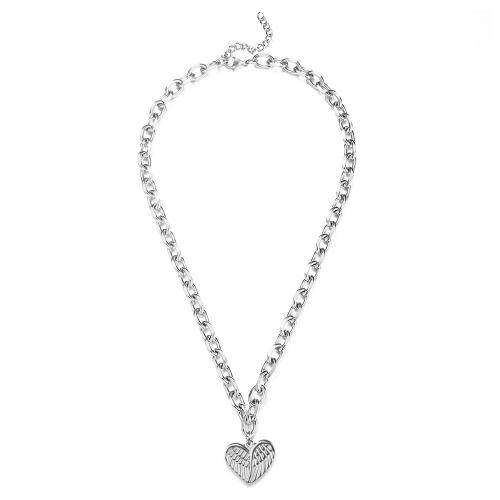 Edelstahl Schmuck Halskette, 304 Edelstahl, mit Verlängerungskettchen von 5cm, Herz, Modeschmuck & für Frau, keine, 16mm, Länge ca. 45 cm, verkauft von PC