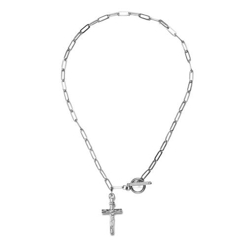 Stainless Steel Jewelry Necklace, 304 Stainless Steel, Cross, fashion jewelry & for woman, more colors for choice, 15x30mm, Length:Approx 45 cm, Sold By PC