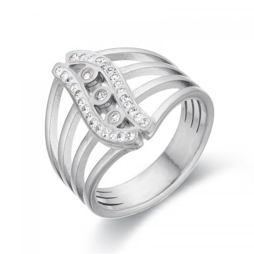 nehrđajućeg Čelik vještački dijamant Finger Ring, 304 nehrđajućeg čelika, Glazba Note, modni nakit & različite veličine za izbor & za žene & s Rhinestone, više boja za izbor, Prodano By PC