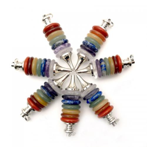 Fashion Decoration, Brass, with Rainbow Stone, silver color plated, detachable & DIY, multi-colored, nickel, lead & cadmium free, 27.50mm, Sold By PC