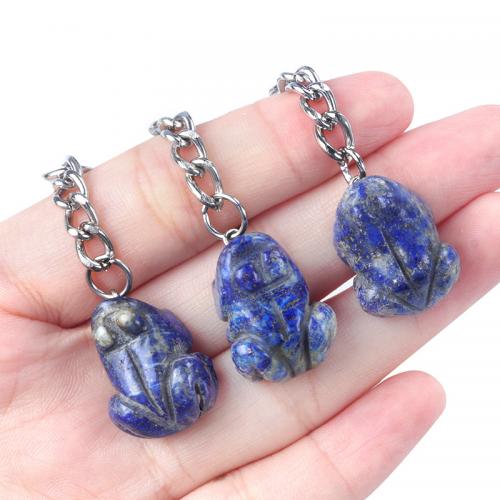 Bag Purse Charms Keyrings Keychains, Lapis Lazuli, with Iron, Frog, fashion jewelry, blue, Sold By PC