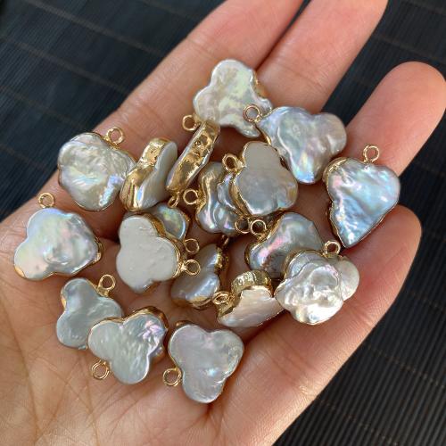 Freshwater Pearl Pendants, with Brass, DIY, white, 15x20mm, Sold By PC