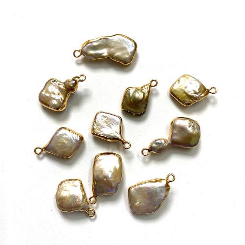 Freshwater Pearl Pendants, with Brass, DIY, white, Length: 10-20mm, width: 10-30mm, Sold By PC