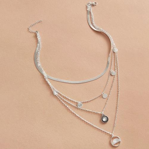 Mode-Multi-Layer-Halskette, Zinklegierung, mit Verlängerungskettchen von 5cm, plattiert, Modeschmuck & mehrschichtig & für Frau, originale Farbe, frei von Nickel, Blei & Kadmium, Länge:ca. 38 cm, verkauft von PC