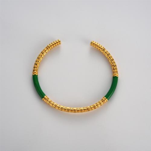 Brass Bracelet & Bangle, plated, for woman & enamel, golden, Sold By PC